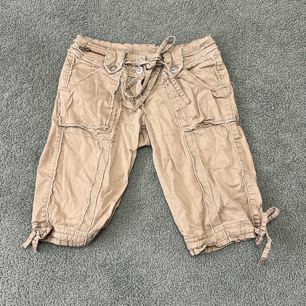 Iris Basic vintage y2k low rise embellished drawstring Bermuda Shorts